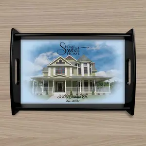 Custom Wood Serving Tray | Persoanlized Kitchen Accessories | Watercolor Photo