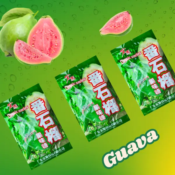 HONGYUAN Candy- Guava Pineapple Strawberry Lychee Grape Peach Orange Sour Coke Flavor Classic Sweet Candy 350g 1 pack