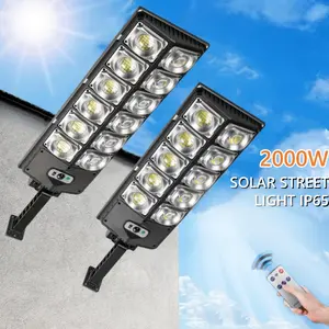 2000W Solar Lights Outdoor IP65 Waterproof with Motion Sensor & Remote  Daylight White LED Beads for Parking Lot Yard Garden Super Bright 504pcs 5730 LEDs  Lifespan No Electricity Bill 10000mAh Battery 8-20 Hours Operation 3 Lighting Modes Smart Control