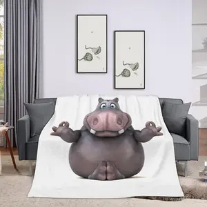 Funny African Hippopotamus Cozy Soft Lightweight Fuzzy Flannel Blanket Couch Bed Sofa Living Room in All Seasons