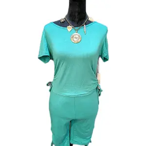 Teal Green Cotton Short Set - Simple Design Cotton Apparel for Teal Green Lovers
