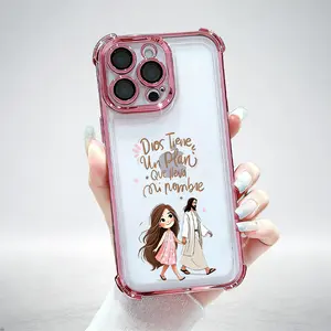 Faith Theme Pattern Plated Tuff Phone Case, Soft TPU with Airbag Shockproof Protection, Compatible with iPhone X 11 12 13 14 15 16 17 Pro Max & Plus Series