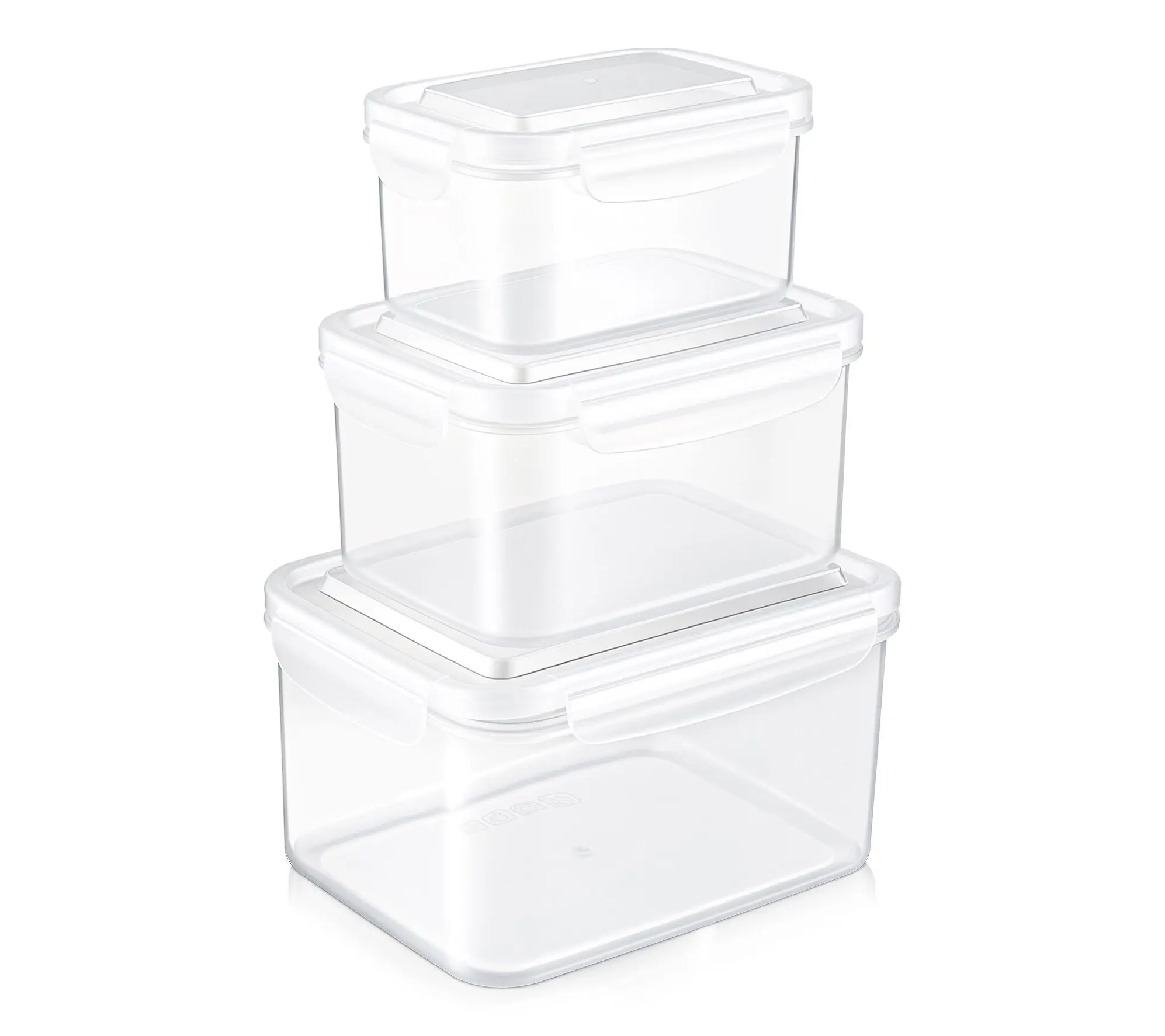 Sorbus Airtight Plastic Food Container, Rectangle White Lid3Pk