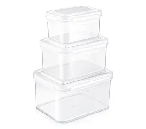 Sorbus Airtight Plastic Food Container, Rectangle White Lid3Pk