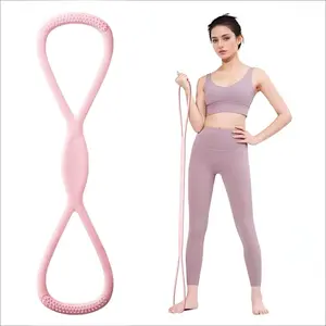 Figure 8 Resistance Band for Women, Silicone Elastic Workout Band with Handles, Ideal for Yoga, Stretching & Daily Exercise