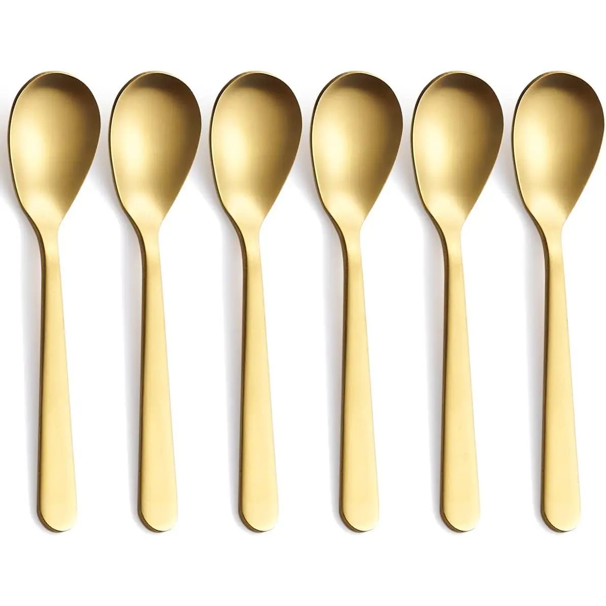 Matte Gold Demitasse Espresso Spoons, Stainless Steel Satin Finish Coffee Spoons, Mini Teaspoons, Sugar Spoons, 4.7-inch, Set of 6