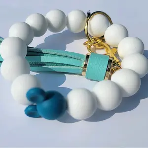 White Wristlet with Dark Teal Mouse Charm