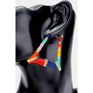Small Bamboo Trapezoid Earrings Multi