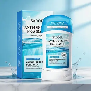 Sadoer Anti-Odorant Fragrance Turquoise Sea Freshen Deodorizing Solid Balm 50g - 48H Long-Lasting Protection Mild Formula for Sensitive Skin
