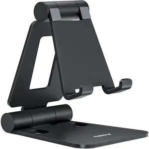 Dual Folding Cell Phone Stand, Fully Adjustable Foldable Desktop Phone Holder Cradle Dock For Phones 11, 12, 13, 14, 15, 16 Pro, X, Xr, Xs, Xs Max, 8 and Nintendo Switch