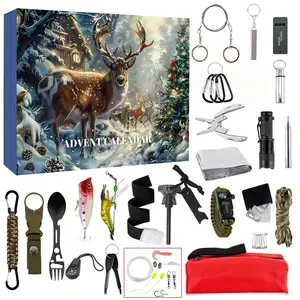 Men's Advent Calendar Survival Kit - 24-Day Christmas Countdown Calendar, 24-Day Camping Survival Gear - A must-have for outdoor adventure enthusiasts, wilderness survival supplies, including a portable storage bag - the perfect choice for holiday gifts