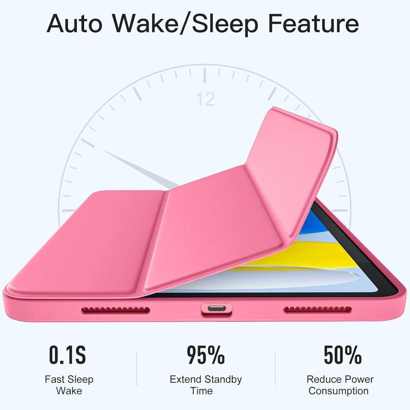 iPad (A16) Case/iPad 10th Generation Case [11-Inch 2025/10.9 Inch 2022] with Pencil Holder, Smart Cover with Soft TPU Back [Support Auto Wake/Sleep] (Watermelon Red) Tablet Cover