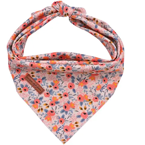Unique Style Paws Handmade Floral Print Dog Bandana - 1PC 100% Cotton Dual-Layered Machine Washable Triangle Scarf with Handmade Traditional Square Design, Small:23"(58cm)x16"(40.6cm)x16"(40.6cm), Up to 16" Neck, Fits Dog & Cat Collars, Small: 23"(58Cm) X