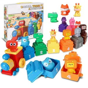 Kids Birthday Gift Montessori Toys Train Shape Sorter Color Number Cognitive Puzzle Early Educational Finger Puppet Toy for Toddlers Children