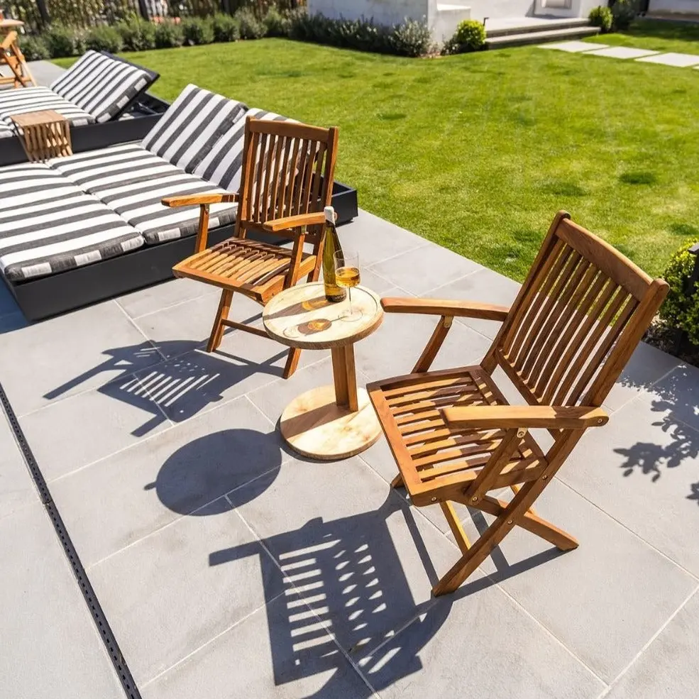 Telluride Oiled Teak Outdoor Patio Folding Chair with Arm Rests