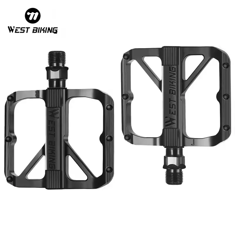 WEST BIKING Aluminum Alloy Waterproof Dustproof Bike Pedal Ultralight DU Bearing Bicycle Pedals Non-Slip Spikes Widen Bike Pedal Bicycle Parts Anti Slip Pedals