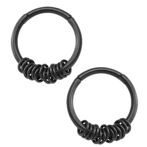 Black PVD Active Rings Hinged Ear Weights
