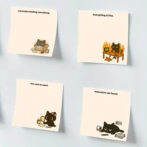 Humorous Sticker Set with Cat, Relatable Phrases for Office Use, Mental Health Support, Adorable Study Aid, 4/6/8pcs Pack