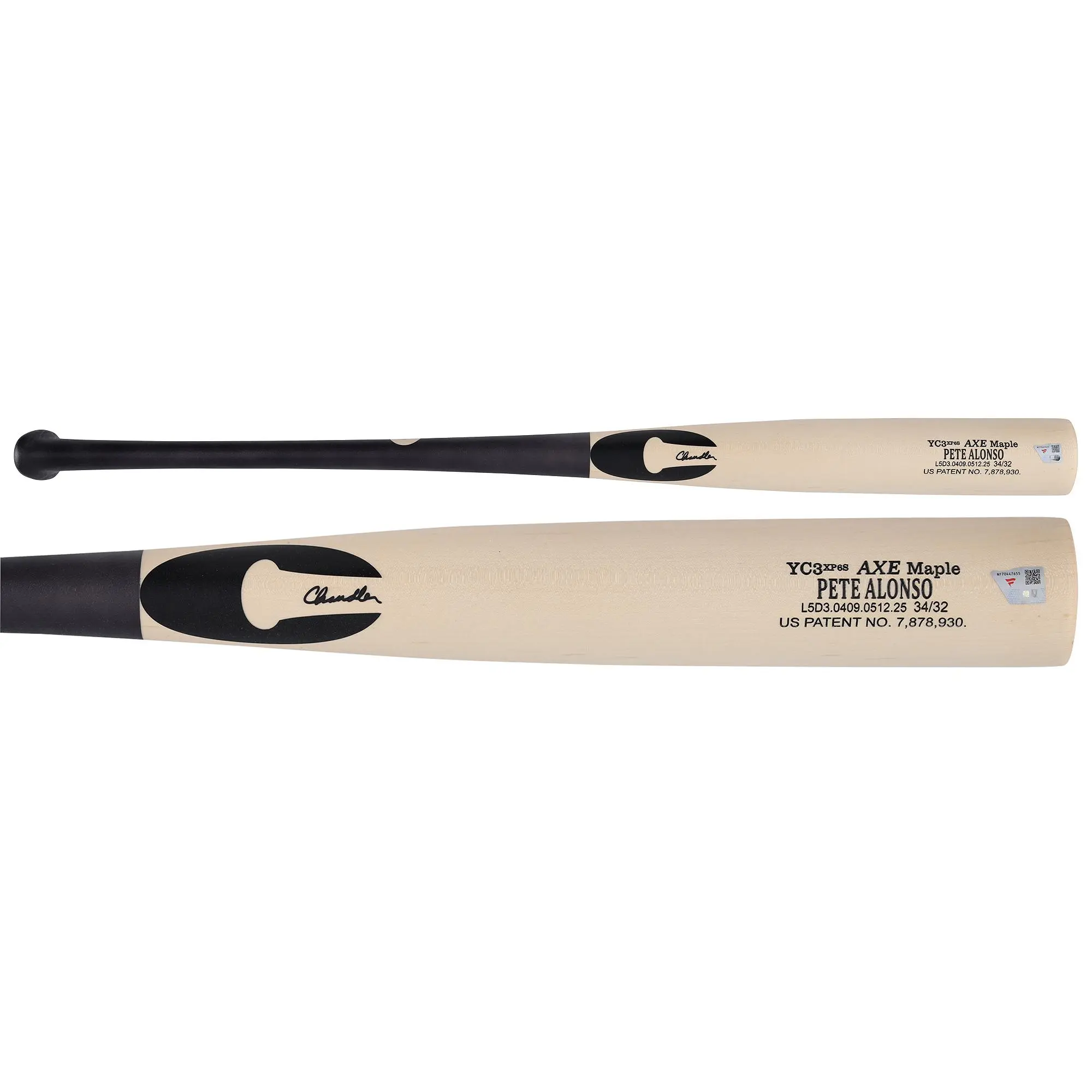 Pete Alonso New York Mets PI Tan and Black Chandler Bat from the 2025 MLB Season