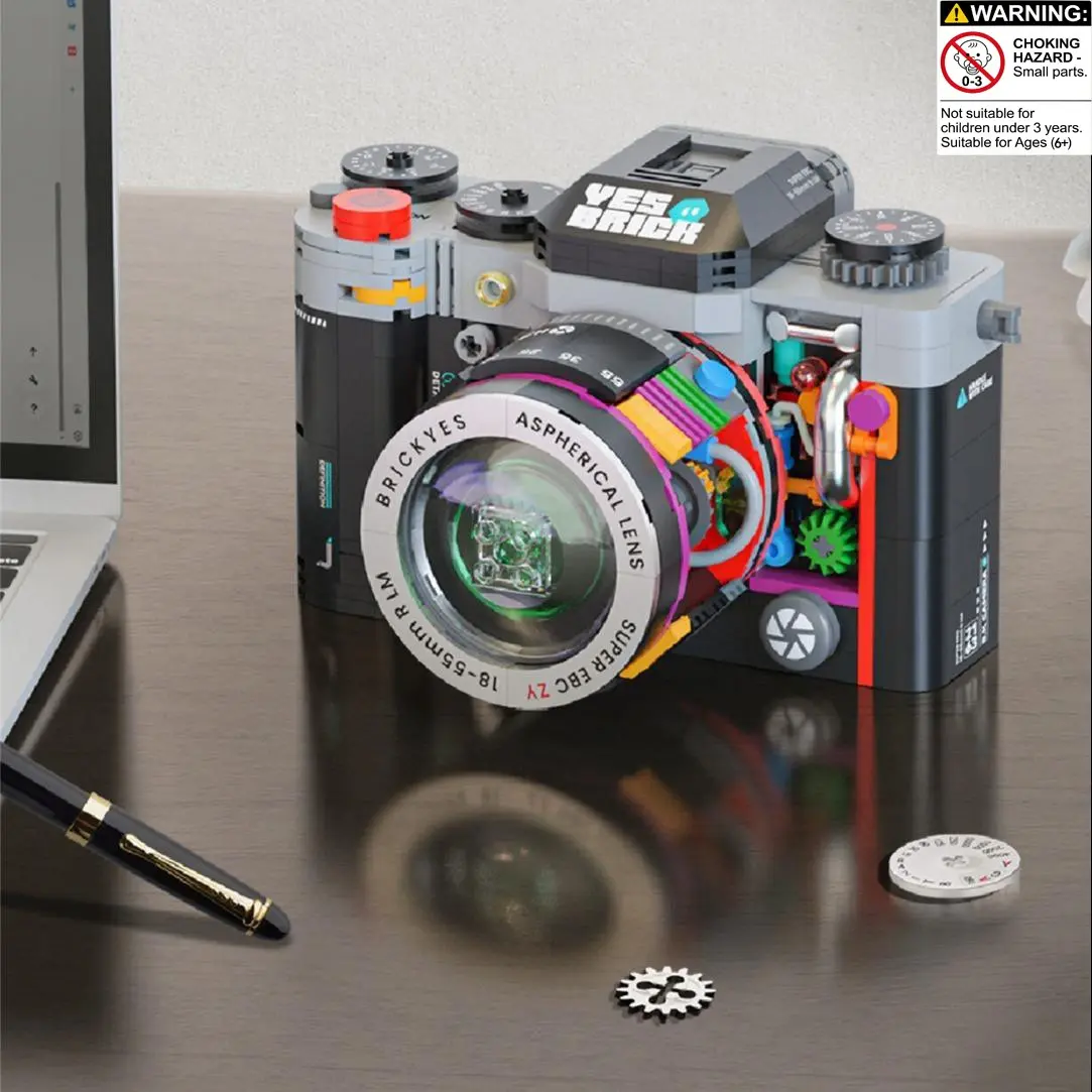 Creative Camera STEM Building Blocks Retro Dslr Camera Model Assembly, Diy Building Model, Home Decor Ornament, Holiday Birthday Gift, Unisex, Stem Construction Set, Stem Kit, Building Block Sets