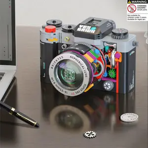 Creative Camera STEM Building Blocks Retro Dslr Camera Model Assembly, Home Decor Ornament, Holiday Birthday Gift, Unisex