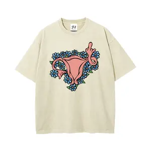Uterus Middle Finger Unisex Washed Cotton T-Shirt, Feminist Pro Choice Graphic Tee, Women's Rights Vintage Streetwear