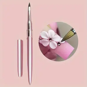 3D Nail Brush Pink Metal UV Gel Carving Sculpture Pen with Non-Slip Handle for Flower Painting Nail Beauty Tools Accessories Fashion Manicure Cuticles