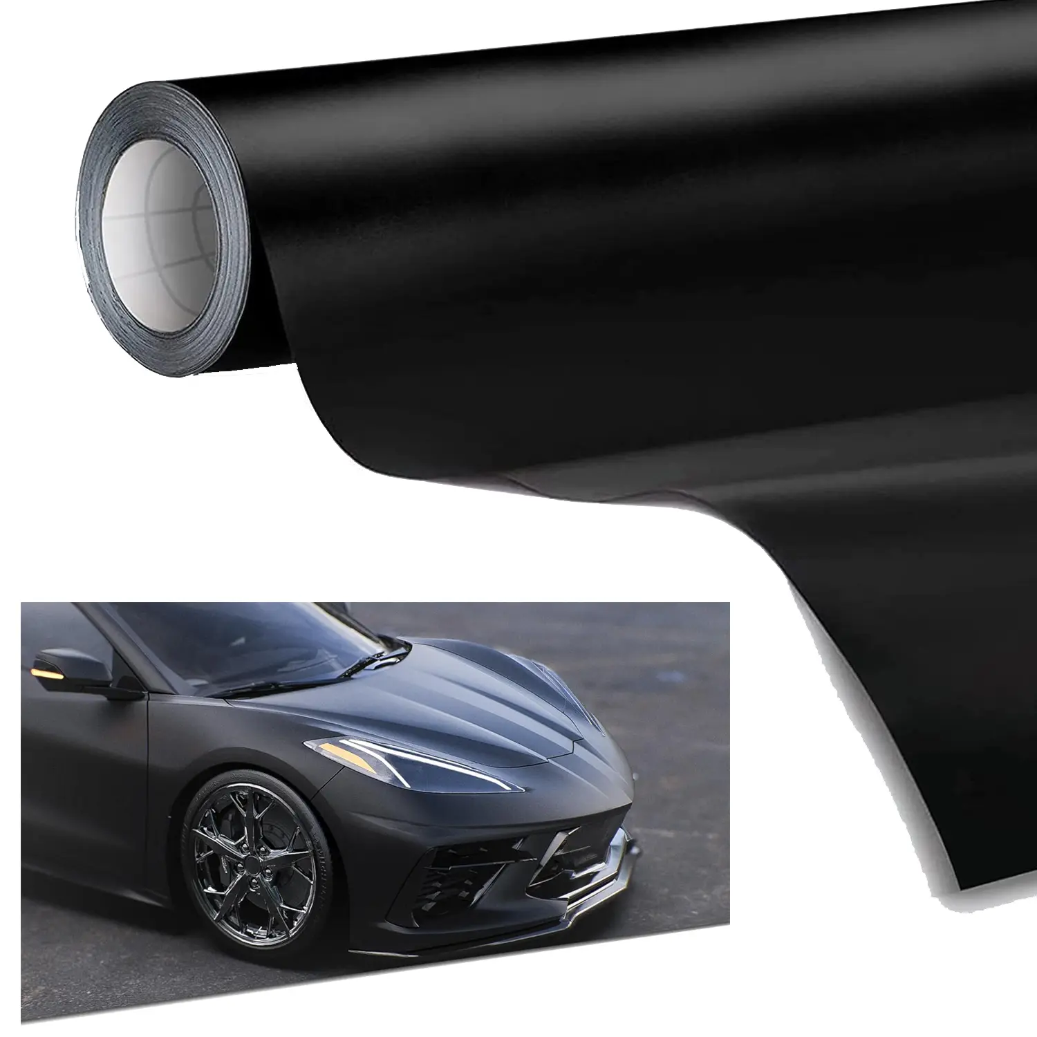 60" x 12" Universal Black Vinyl Wrap Air Release Film for Cars Motorcycles Laptops Furniture,Matte Black Car Wrap Vinyl Roll,UV-Resistant Easy Application Longevity Bumper Sticker