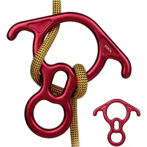 50KN Rescue Figure, 8 Descender Large Bent-Ear Belaying and Rappelling Gear Belay Device Climbing for Rock Climbing  Rescue 7075 Aluminum Alloy