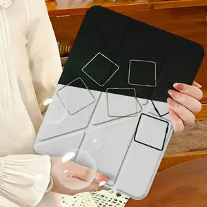 Y-shaped iPad (tablet) protective case with 720 ° rotation design, suitable for most iPad models, Original design of black and white geometric shapes, simple European and American hand drawn graffiti, American Nordic, iPad 7/8/9, 2024/2025 Pro 11/13