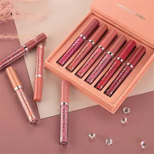6Pcs Nude Matte Liquid Lipstick Set Waterproof Long Lasting Non-Stick Cup Moisturizing Silky Finish 24 Hour Wear Perfect Gift for Women Makeup High-Intensity Pigment Full-Size Lip Glosses