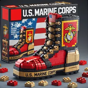 Customizable building block military boots, small-piece military assembly toy, educational gift for boys, a great gift choice, customizable BeyBattle Set with Launchers