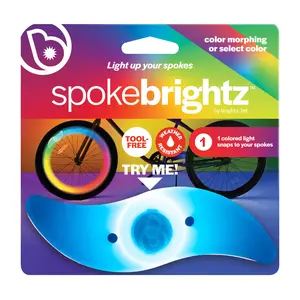 Brightz Spoke Brightz Color Changing Spoke Light for Bikes - Weather Resistant & Tool-Free Installation - Rechargeable LED Bike Light