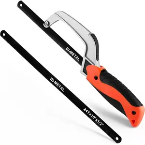 Hacksaw, Mini Hack Saw with Extra 1 Piece Bi-Metal 10 Inch Blade, Aluminum Small Metal Saw for Wood, PVC, Iron, Copper, Compact Metal Cutter Tool for Tight Spaces & Small Objects