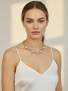 A vintage and elegant double-layer turquoise necklace, suitable for daily wear, vacation dates, and other occasions, and is also a surprising and exquisite small gift.