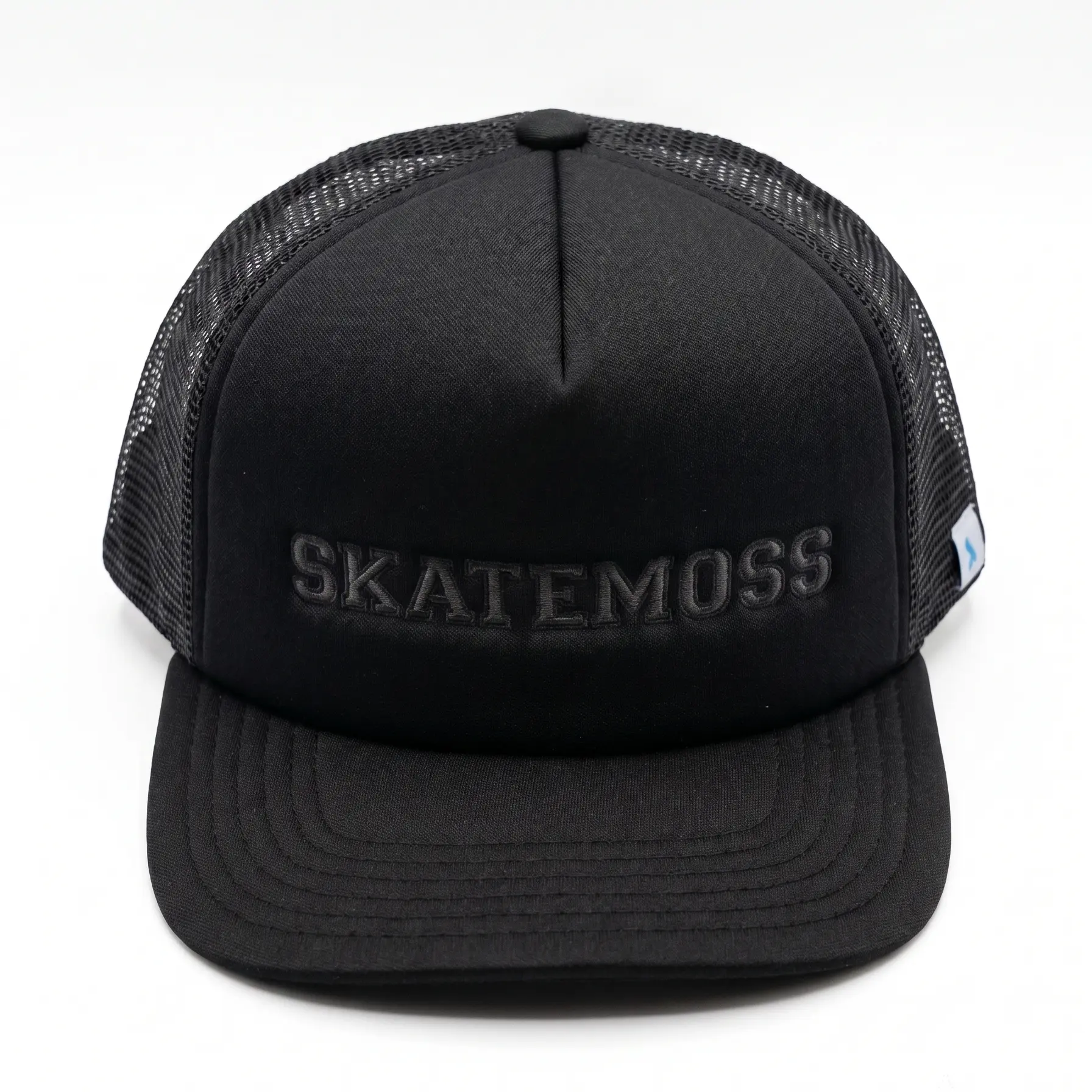 SkateMoss x New Republic Trucker Hat – Black Tonal Embroidered Snapback