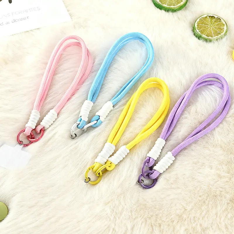 4Pcs 6mm Short Wrist Phone Lanyards, Color Matching Woven Spot Wrist Strap Rope, Multifunctional Anti-Lost Hand Wrist Lanyard, Durable Portable Phone Chain Holder for Cellphone Keys ID Badges Daily Outdoor Anti-Drop Use