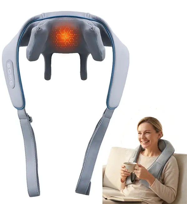 ROUYI L Neck Massager ，Neck and Shoulder Massager with Heat, U-Shaped Deep Kneading Massage Shawl for Pain Relief, Adjustable Heat Therapy for Neck, Shoulder & Back, Perfect Gift for Mom & Dad