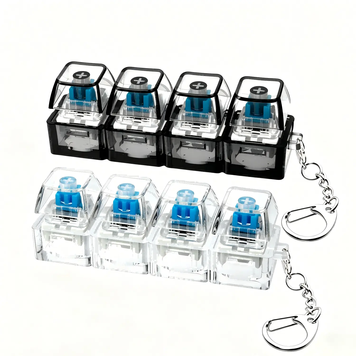 4-in-1 Keyboard Fidget Toy Keychain - Mini Mechanical Keyboard Clicker, Swappable Keycaps, Clicky Buttons, Sensory Decompression Tool for Adults, Office Desk Focus Accessory, Keychain Fidget Clicker