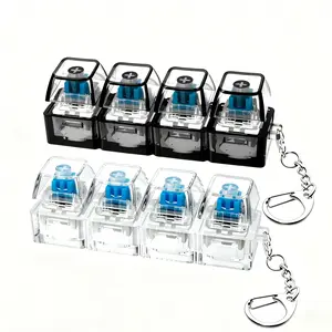 4-in-1 Keyboard Fidget Clicker Keychain, Mini Mechanical Fidget Keyboard with Swappable Keycaps & Clicky Buttons, Sensory Decompression Stress Relief Toy for Adults, Office Desk Focus Tool, Party Favor Gifts