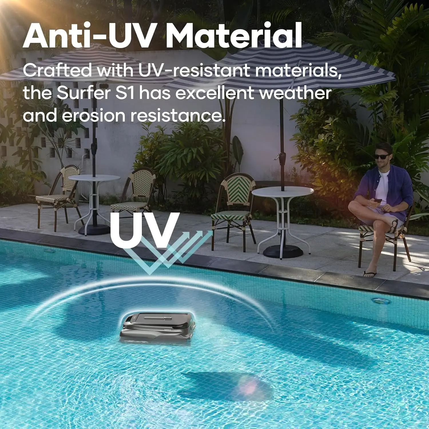 AIPER Surfer S1 Solar Powered Robotic Pool Skimmer with APP Support, Pool Temperature Monitor, Manual Control, 12 Hour Battery Life, Dual Charging Opt