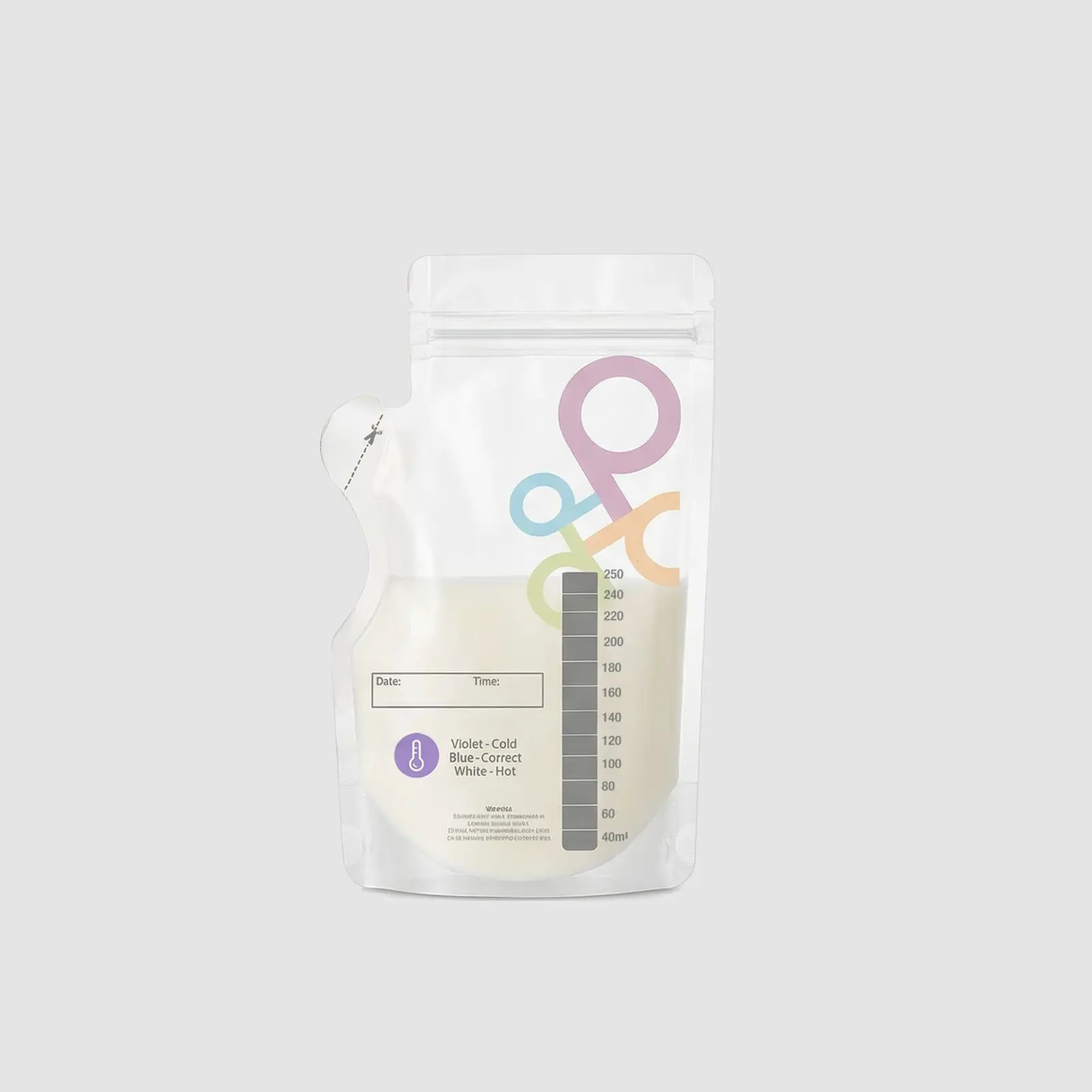 Primo Passi Breastmilk Storage Bag with Temp-Sensing – Leakproof Freezer Safe Milk Bags 8oz / 250ml (100 Pack)