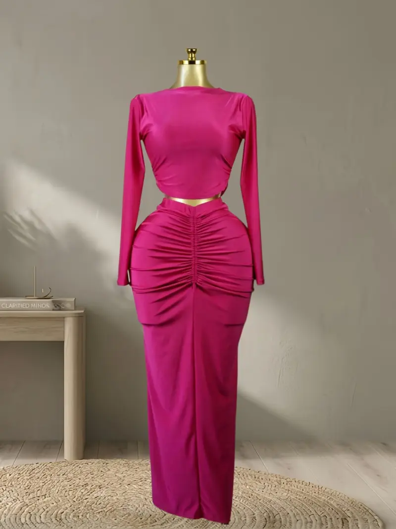 hot pink long sleeve bodycon dress Bodycon Short Sequin Ombre Party Dress main image 0