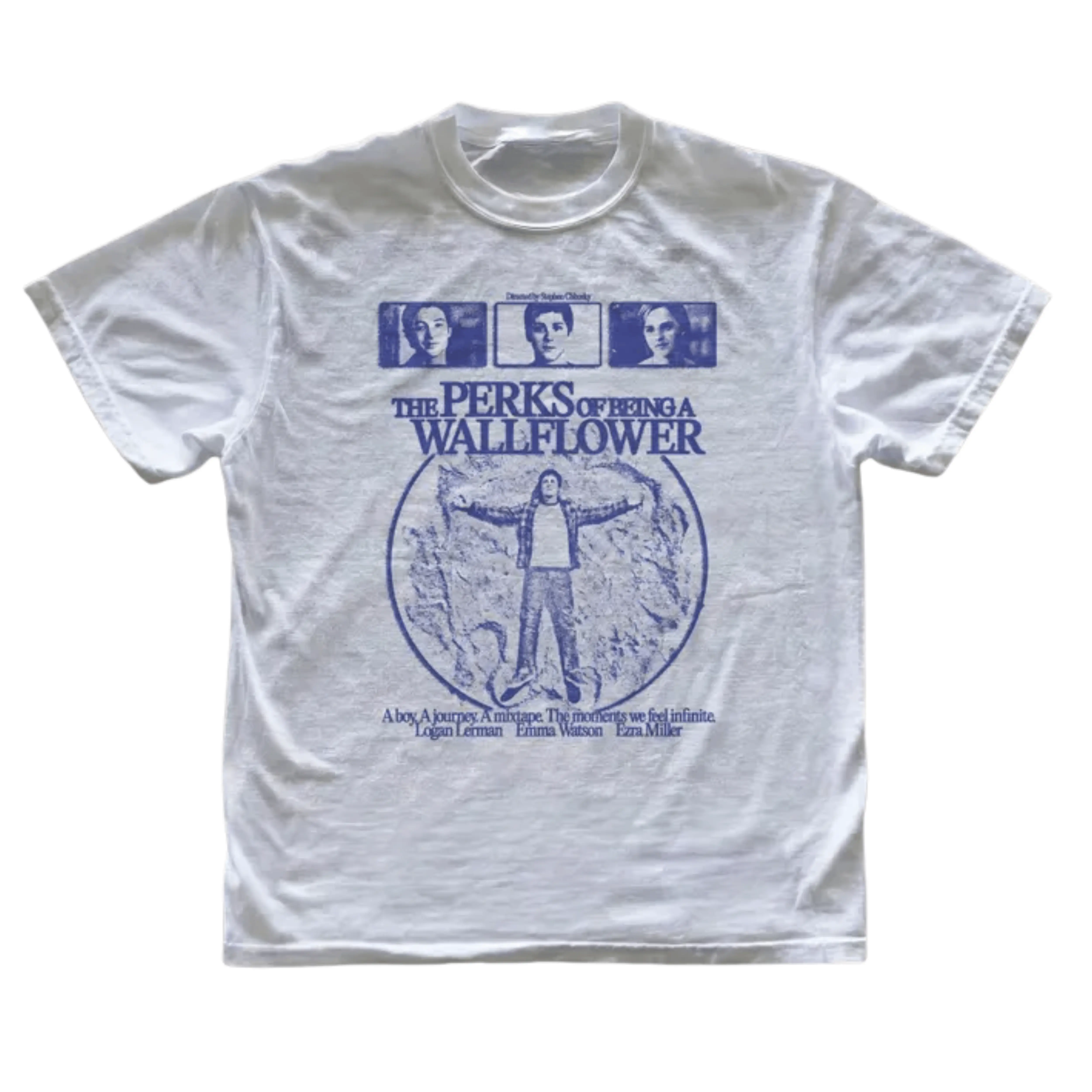 Gildan Men's and Women's T-shirt, Vintage The Perks of Being a Wallflower Graphic Tee, Logan Lerman Emma Watson Ezra Miller Shirt, We Feel Infinite Quote, Stephen Chbosky Book Merch, Retro Indie Coming of Age Apparel, Gift for Cinephiles