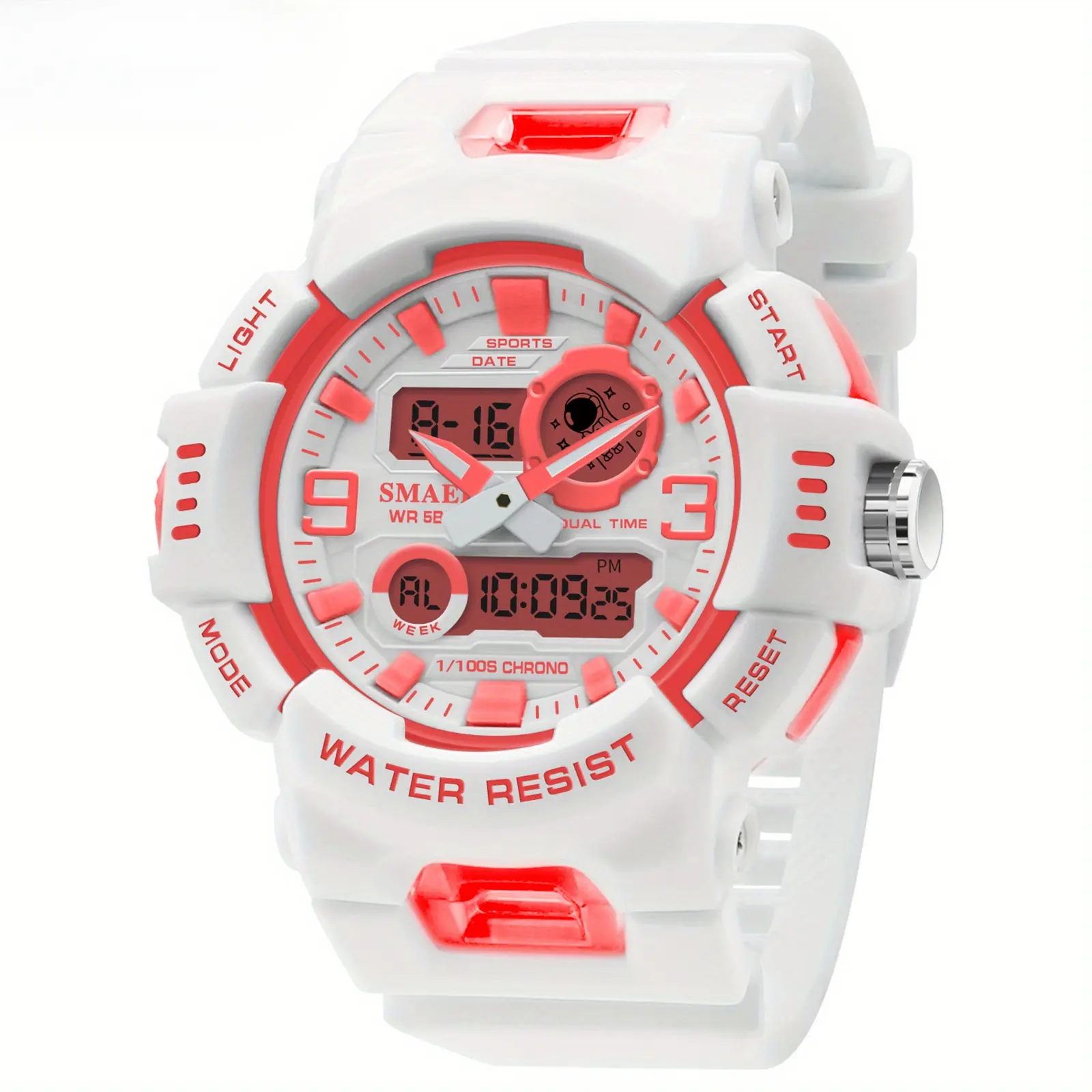 Teen Boys' & Girls' Smart Watch - 1 Size, 50m Waterproof, Cute Pastel Round Dial, Dual Display, Electronic Drive, College-Style Rugged Military Watch with LED Flashlight for School, Everyday Casual Wear, One Size
