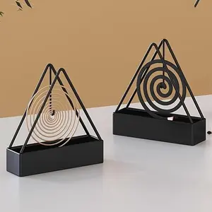 1 Elegant Triangular Mosquito Coil Holder- Metal Hanging Ash Collector, No Electricity Required, Creative Home Incense Holder with Stylish Design, Suitable for Summer Decoration, Incense Holder