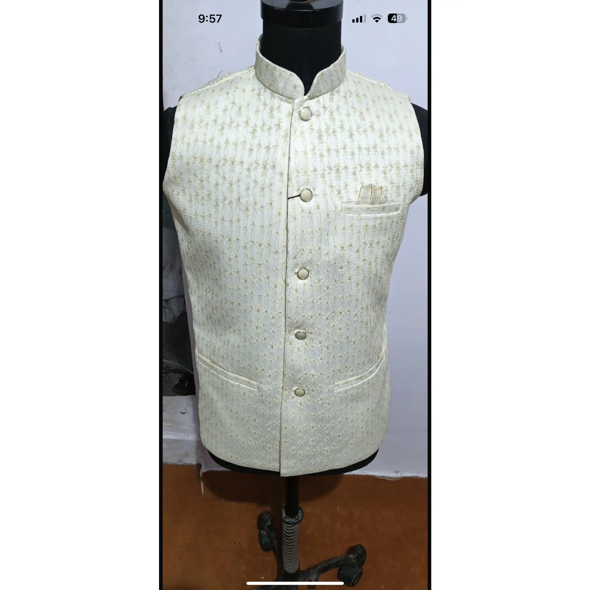 Designer Woven Modi Nehru Jacket for Men in Silk