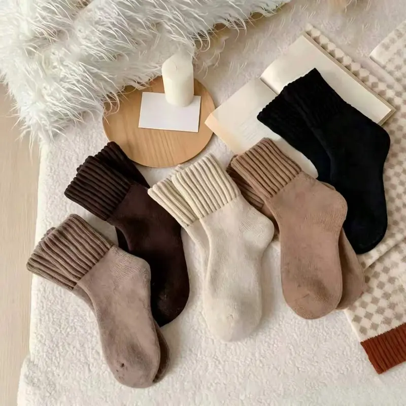 5-Pack Women's Solid Mid-Calf Socks, Warm & Comfy, Beats Peers, Fall Daily Must-Have,gifts,homecoming mums