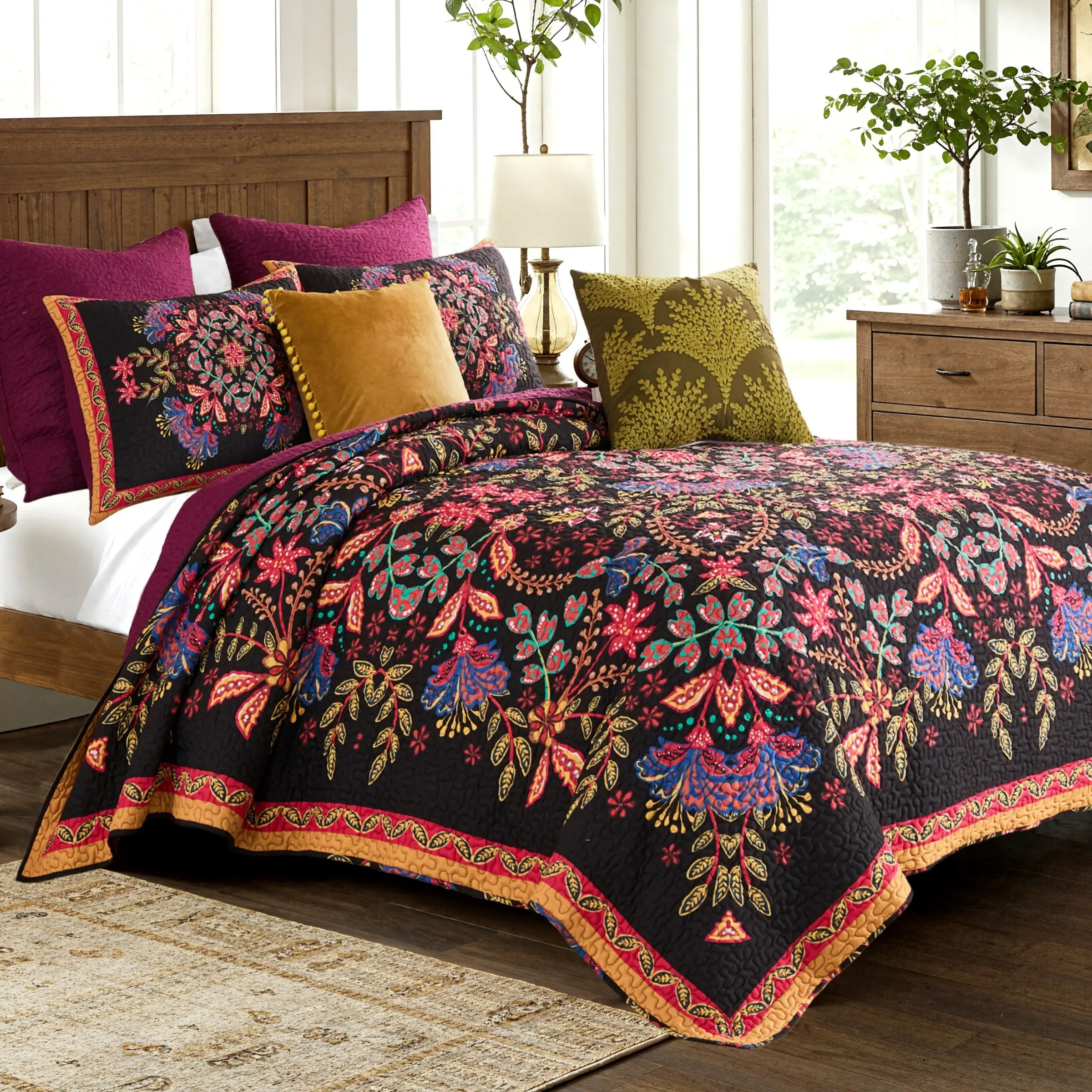 Greenland Home Fashions Jessa Quilt Set – 3-Piece, Medallion Pattern in Soft Pastels