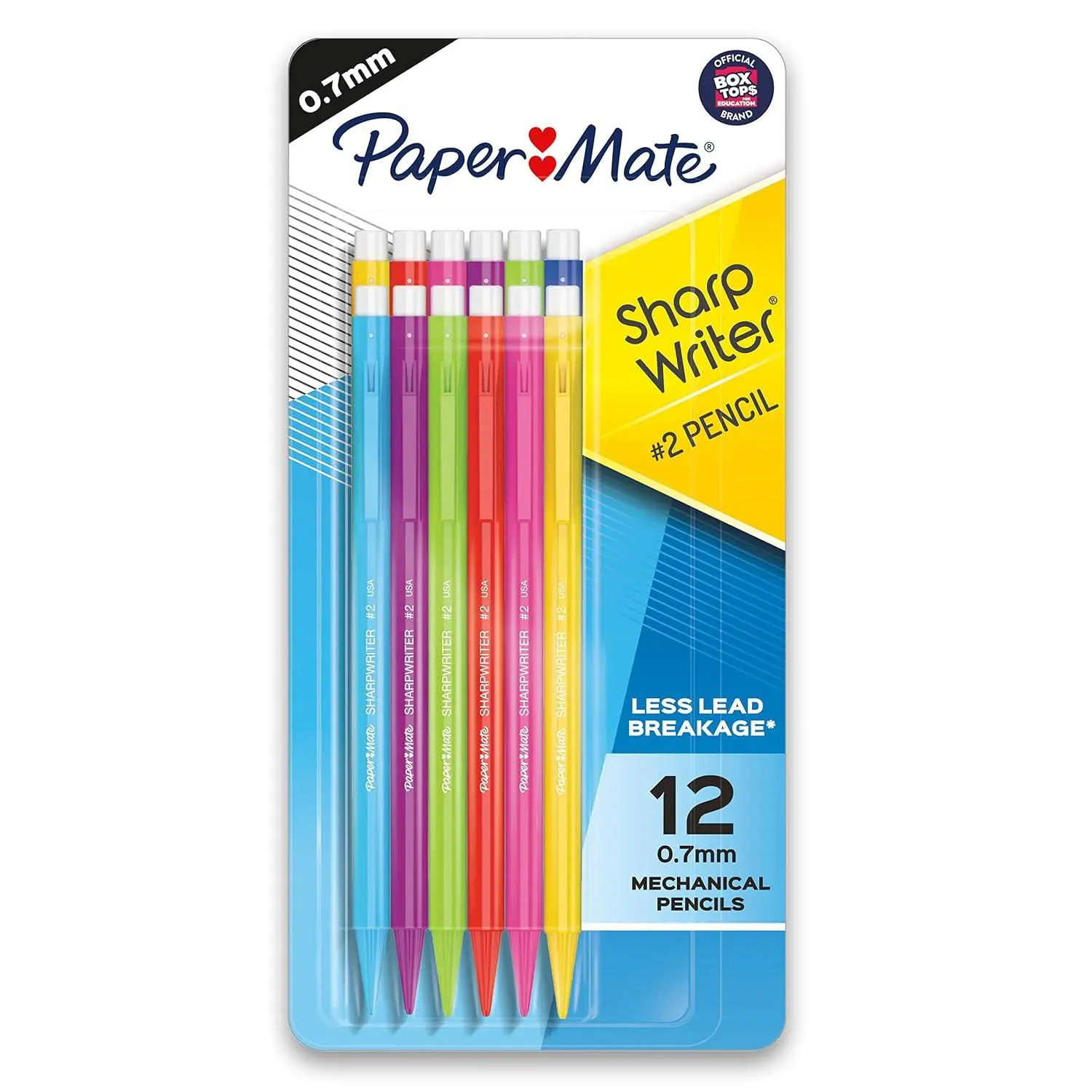 Paper Mate SharpWriter Mechanical Pencils, 0.7mm, HB #2, Yellow, 12 Count